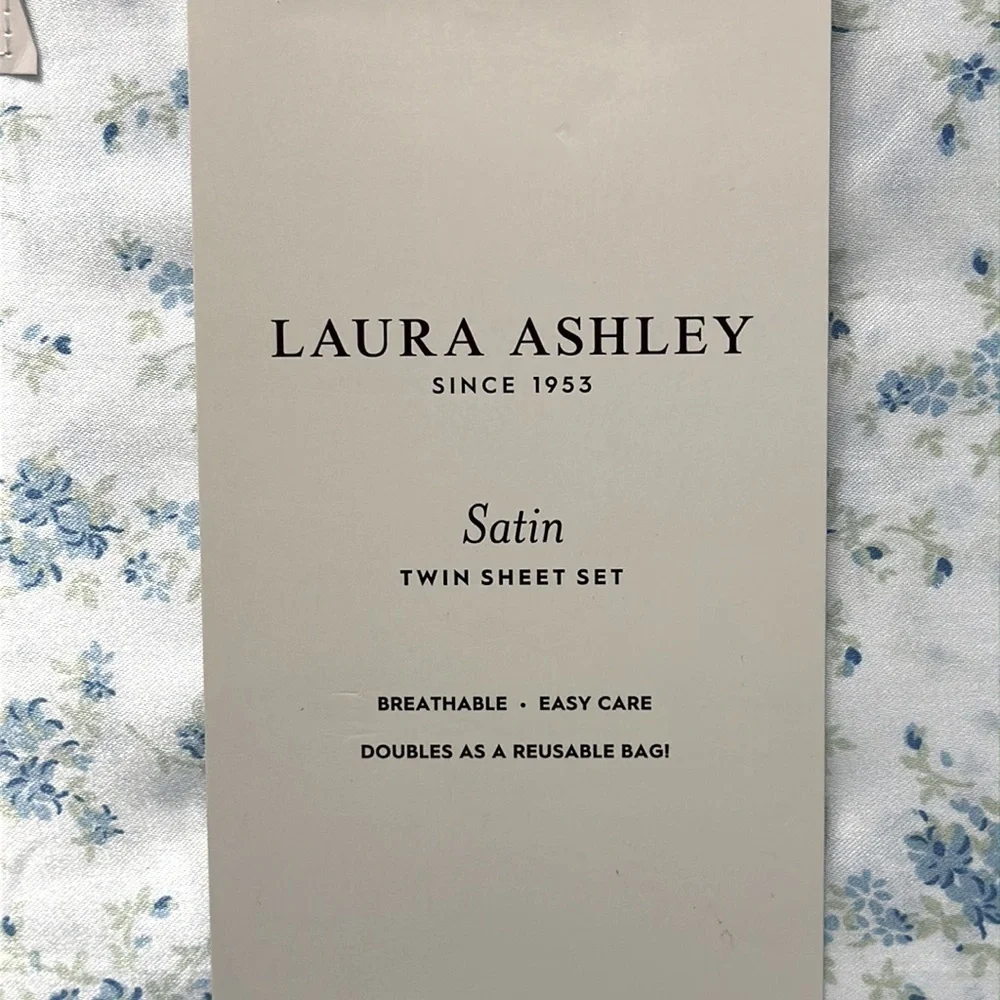 NWT Laura Ashley Satin Twin Sheet Set